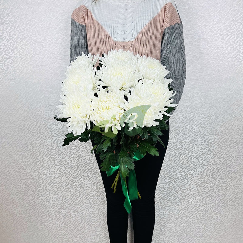 Букет белых игольчатых хризантем Анастасия